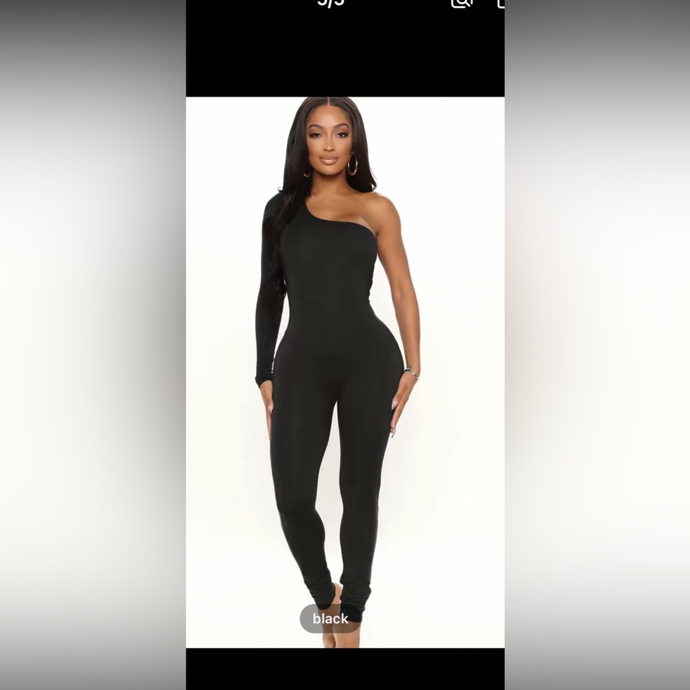 Black one shoulder jumpsuit
